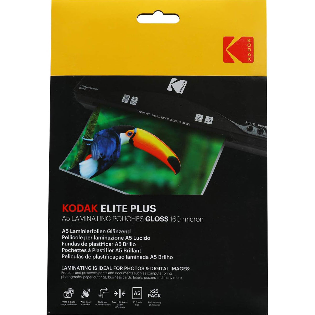 Kodak Elite Plus A5 160 Micron Laminating Pouches Gloss - Pack of 25