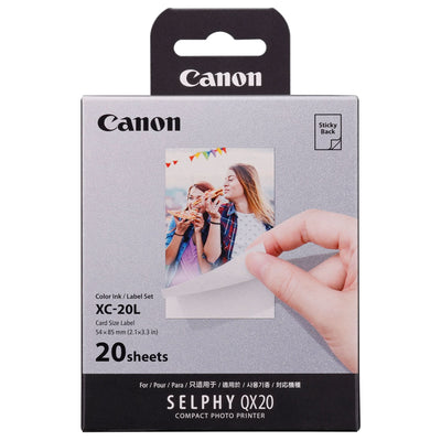 Canon XC-20L 54 x 85mm Card Size Photo Paper for QX20 Printer - Pack of 20