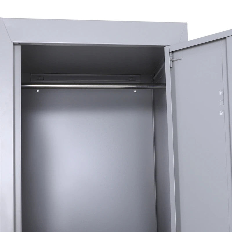 ProperAV Extra Rolled Steel Storage Locker Cabinet with Shelves - Grey - maplin.co.uk