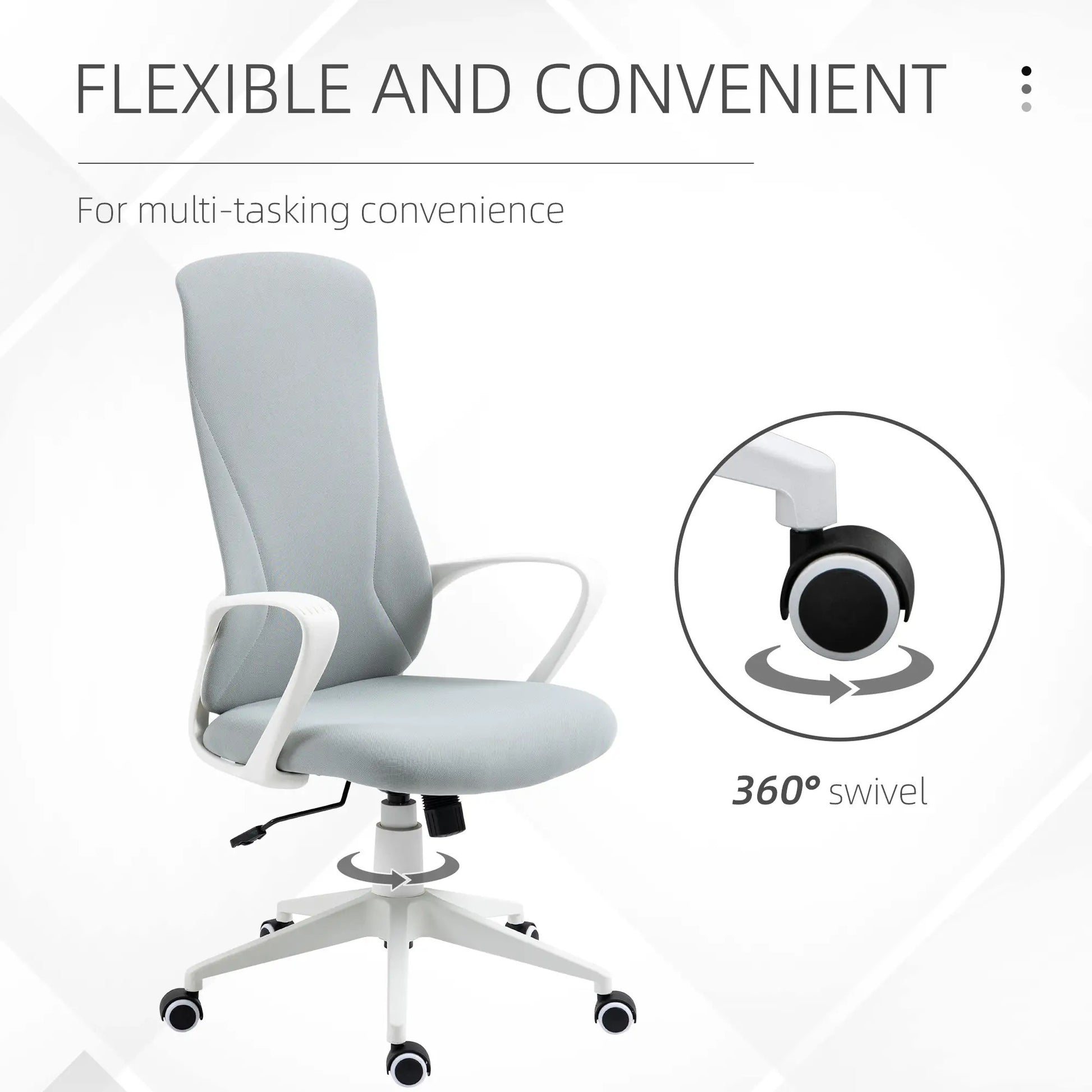 ProperAV Extra High-Back Ergonomic Adjustable Office Chair - Grey