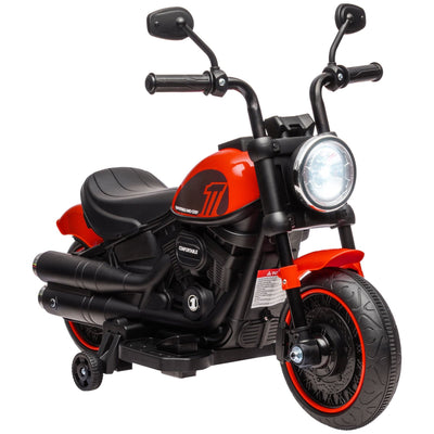 Maplin Plus 6V Electric Motorbike with Training Wheels & One-Button Start Red