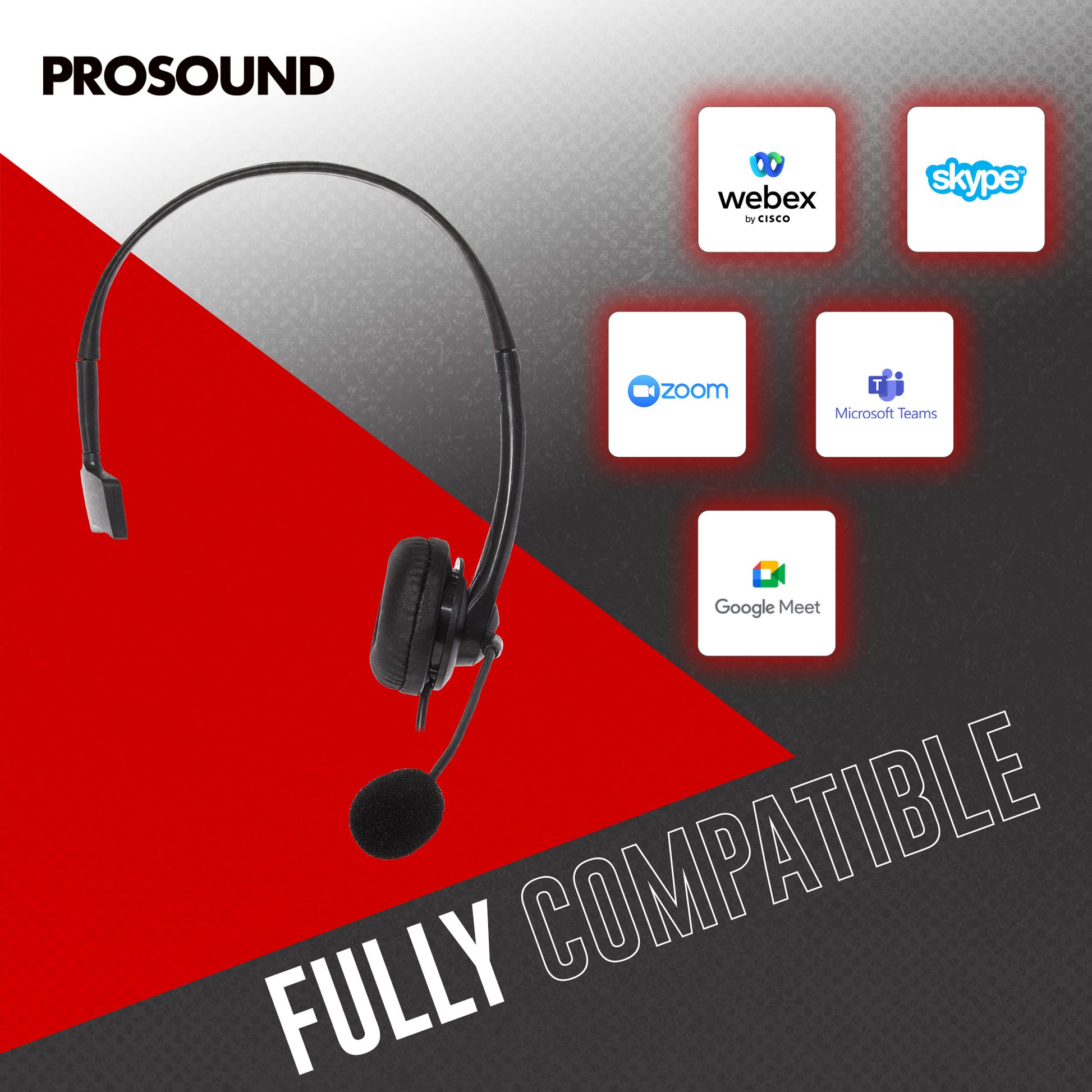 ProSound Single Ear Mono USB-A Headset Boom Microphone Noise Cancellation