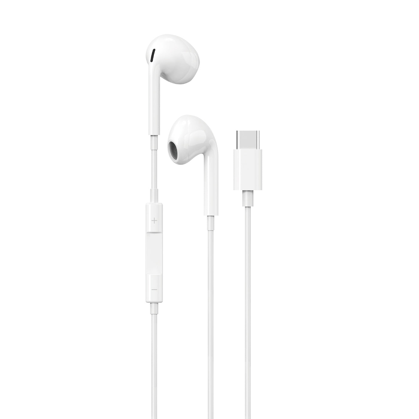 Maplin Wired USB-C Earbuds with Hands Free Calling & Volume Button - White