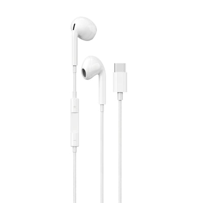 Maplin Wired USB-C Earbuds with Hands Free Calling & Volume Button - White