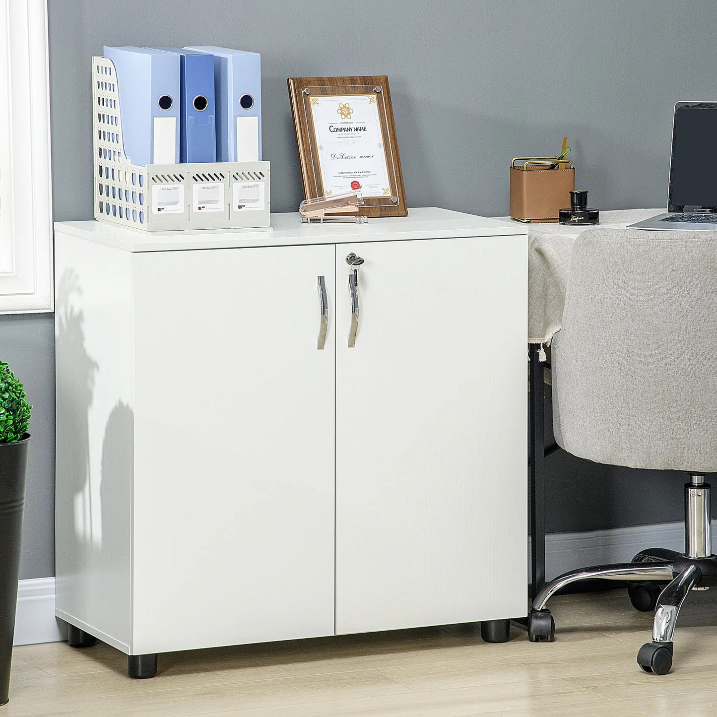 ProperAV Extra Lockable 2-Tier Storage Filing Cabinet