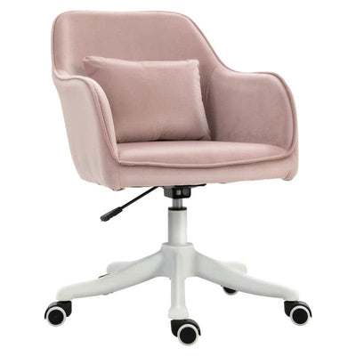 ProperAV Extra Velvet-Feel Adjustable Swivel Office Chair with Massage Lumbar Pillow Pink