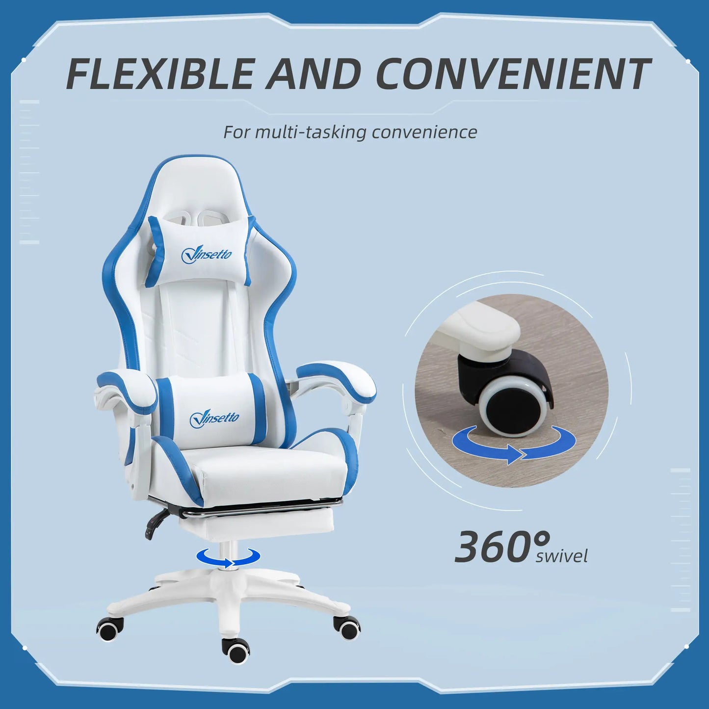 Maplin Plus Racing Style Gaming Chair with Reclining Function & Footrest