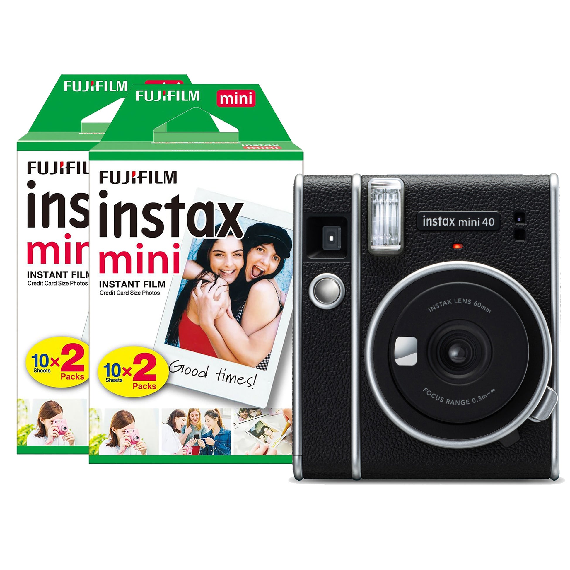 Fujifilm Instax Mini 40 Instant Camera - Black Camera + 40 Shot Pack