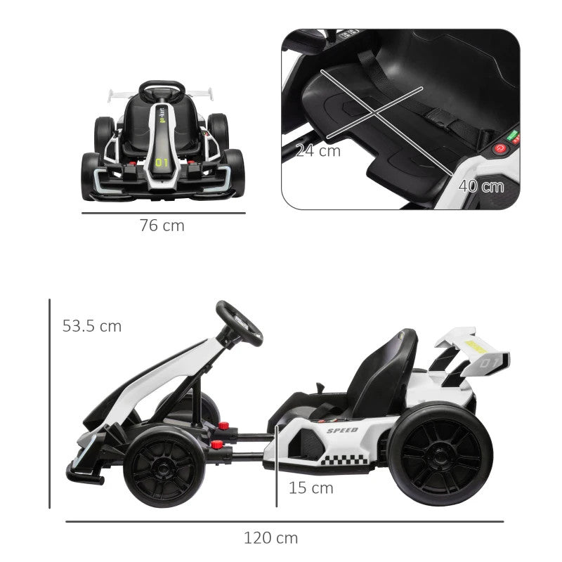 Maplin Plus 24V Electric Go Kart for Kids with Adjustable Seat for 6-12 Years