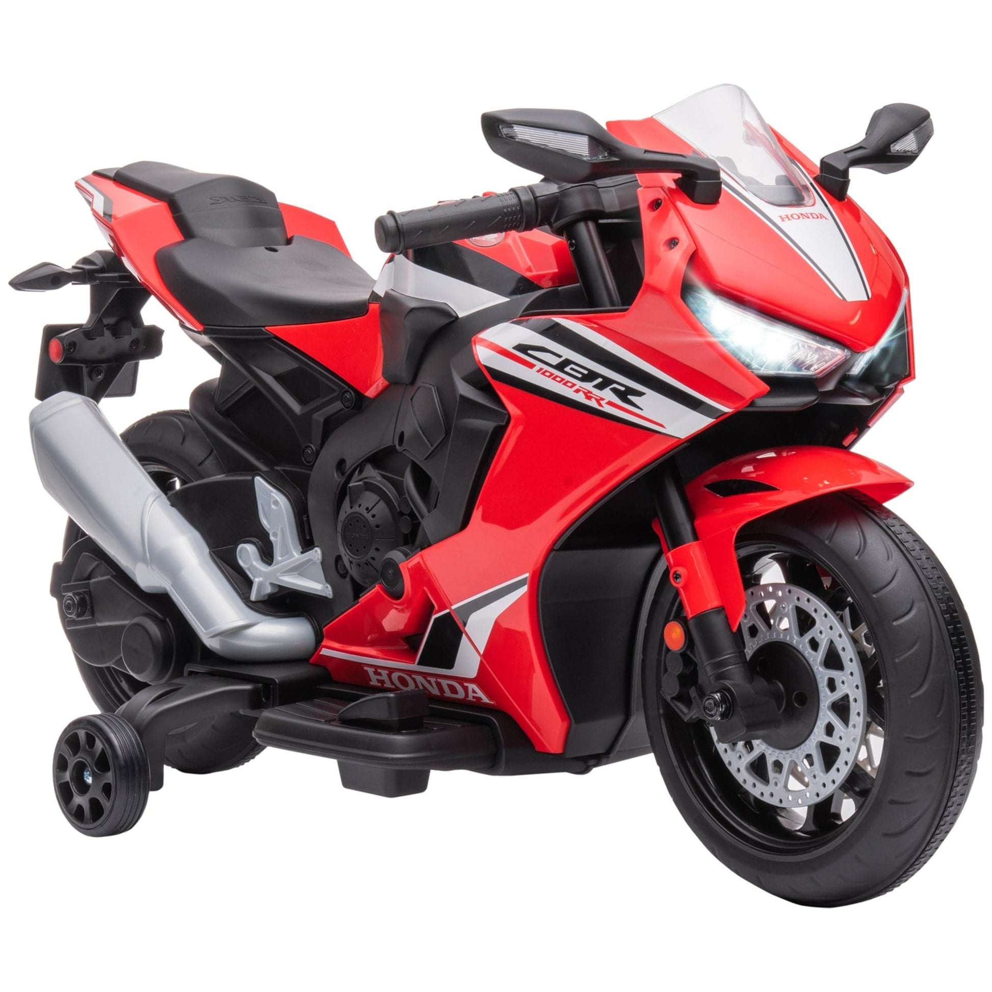 Maplin Plus Honda 6V Licensed Kids Motorcycle with Music & Training Wheels Red