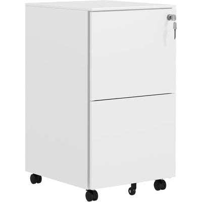 ProperAV Extra Lockable 2-Drawer Vertical Filing Cabinet with Adjustable Hanging Bar White