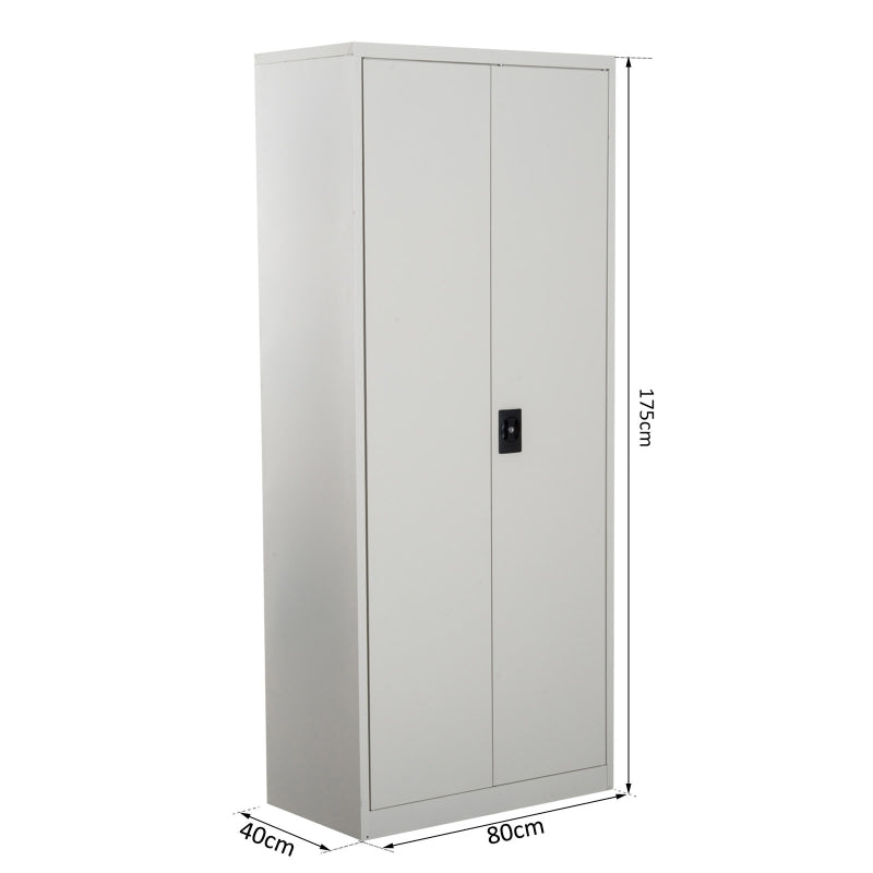 ProperAV Extra Rolled Steel Filing Cabinet with Doors & Compartments - Cream White