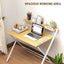 ProperAV Extra Maple Wood-Effect Folding Desk with 2-Tier Shelf - White & Brown