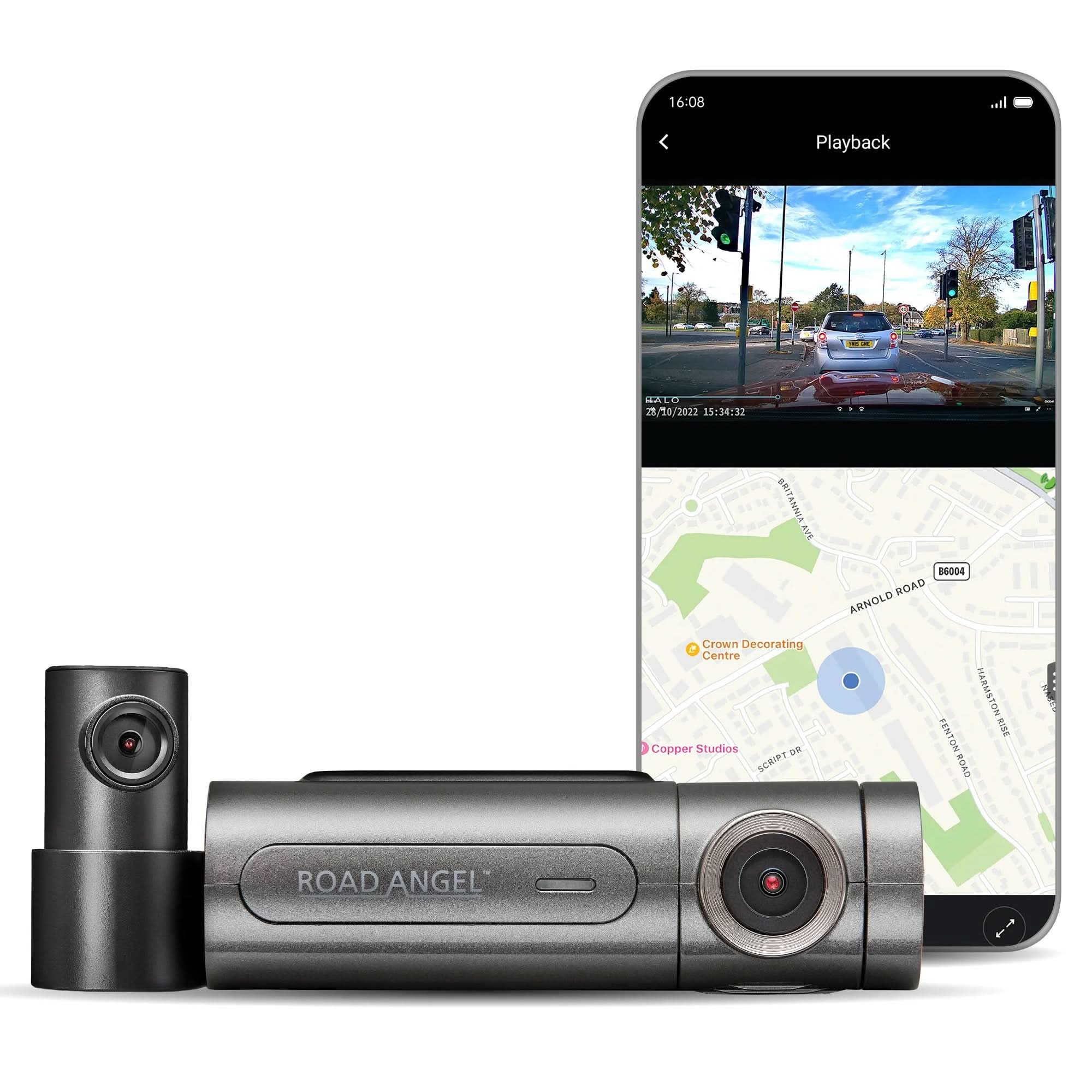 Road Angel Halo Pro Deluxe 2K Dual Front & Rear Dash Cam with 32GB SD & Hardwire Kit