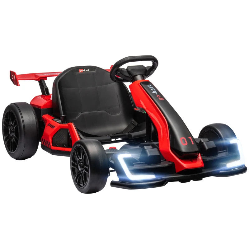 Maplin Plus 24V Electric Go Kart for Kids with Adjustable Seat for 6-12 Years Red