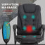 ProperAV Extra Heated Vibration Massage Executive Office Chair with Footrest - Black