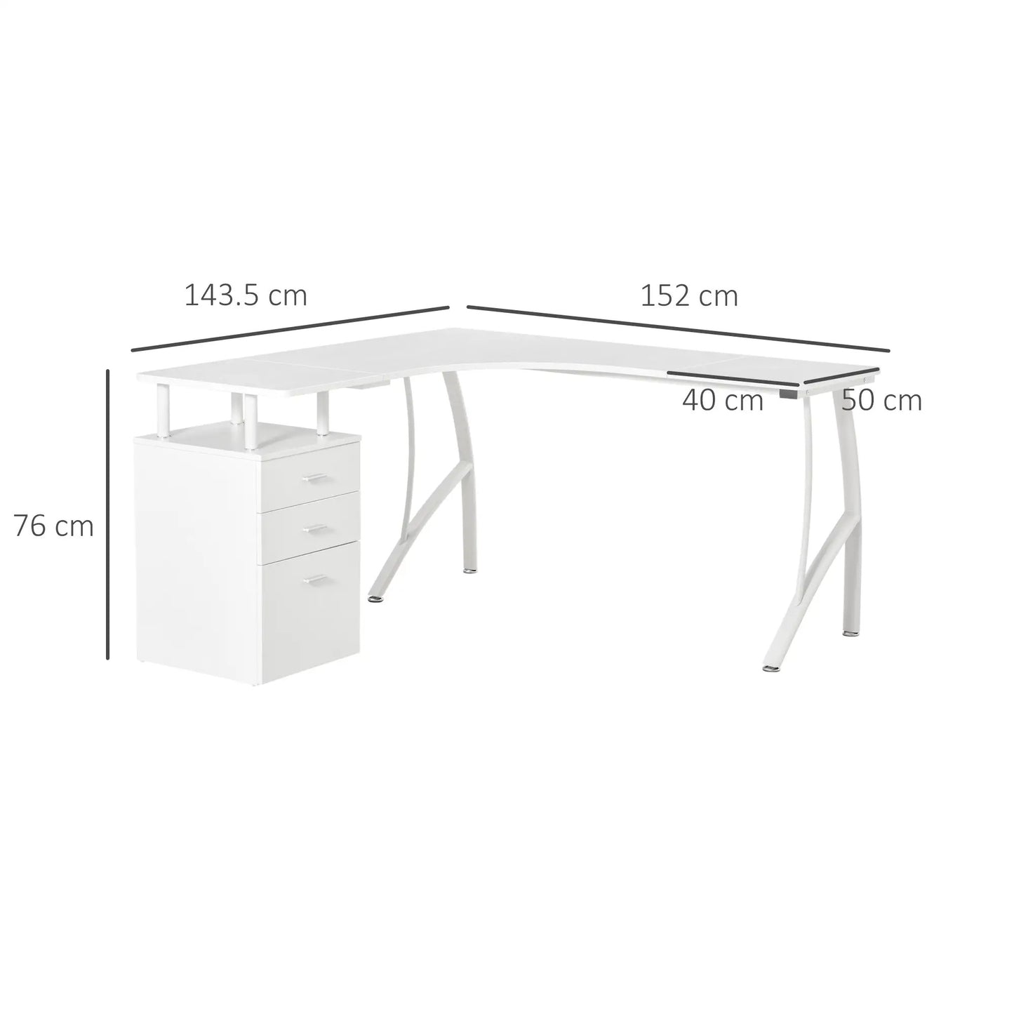 ProperAV Extra L-Shaped Corner Desk with Drawers