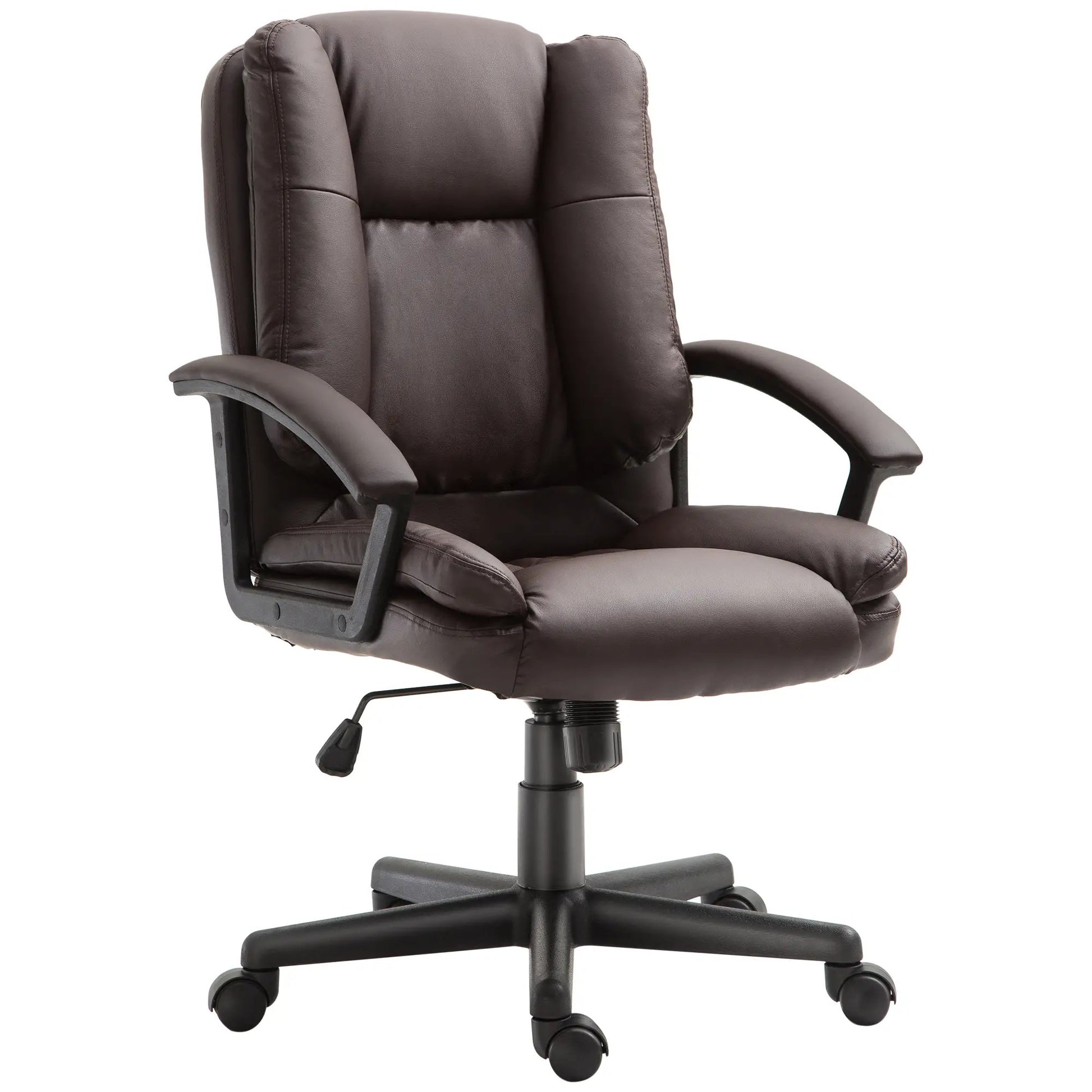 ProperAV Extra PU Leather Swivel Mid-Back Executive Office Chair Brown