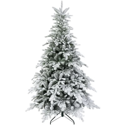 HOMCOM 6ft Bushy Snow-Flocked Artificial Christmas Tree with LED Lights