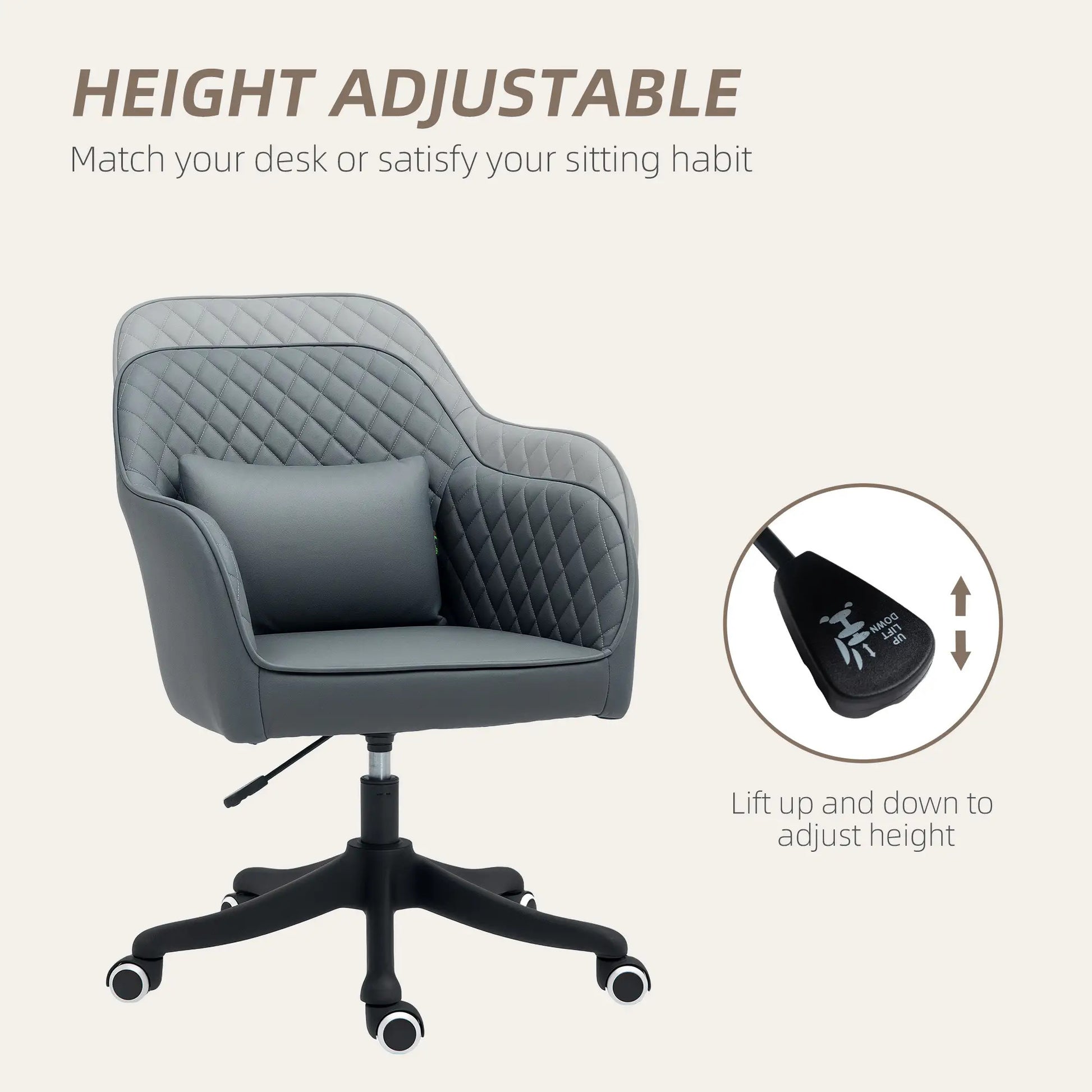 ProperAV Extra Velvet Mid-Back Office Chair with Massage Lumbar Pillow