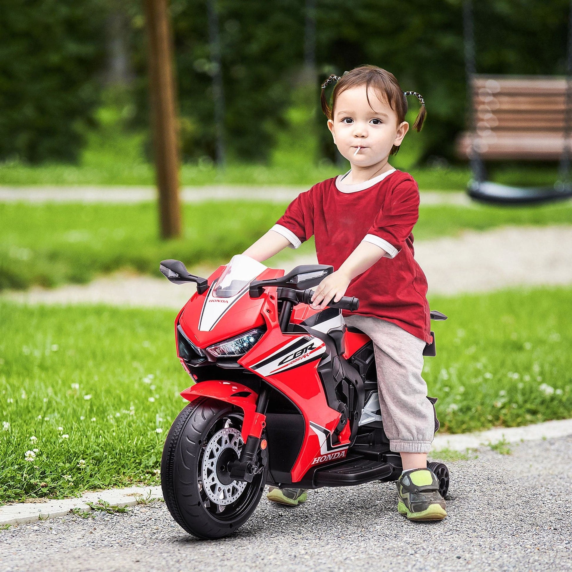 Maplin Plus Honda 6V Licensed Kids Motorcycle with Music & Training Wheels