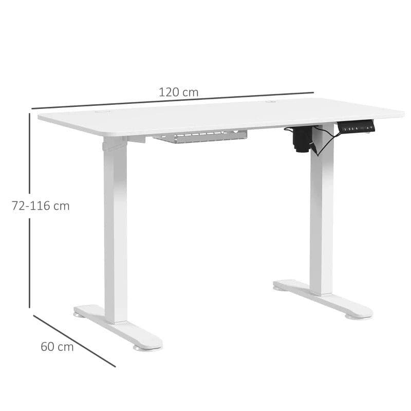 ProperAV Extra 72-116cm Adjustable Electric Standing Desk - White