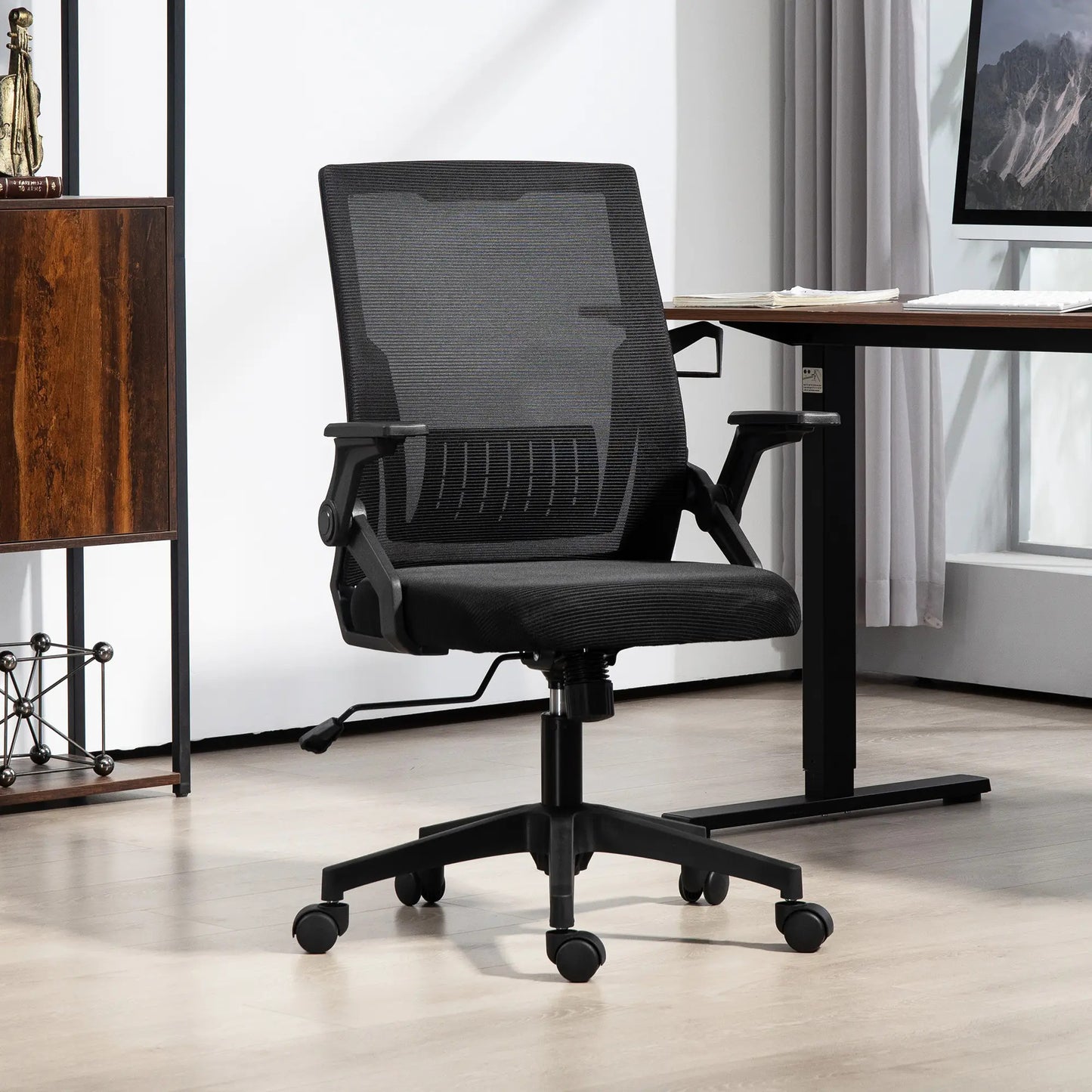 ProperAV Extra Mesh Ergonomic Office Chair with Lumbar Support & Flip-Up Arms