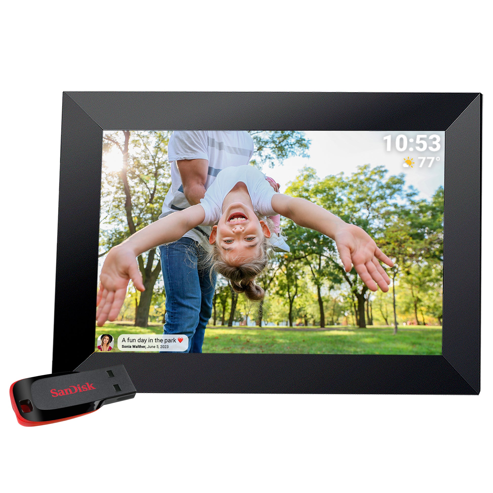 PRAKTICA 10" Digital Photo Frame 1280 x 800 with Wi-Fi & Frameo Software Frame + Sandisk 32GB USB Flash Drive