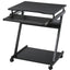 ProperAV Extra Computer Desk with Wheels & Sliding Keyboard Tray Black