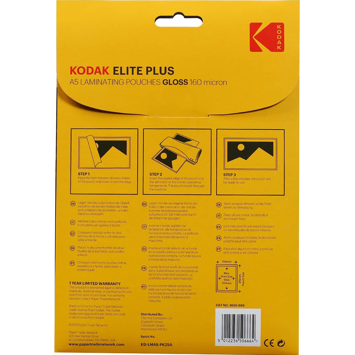 Kodak Elite Plus A5 160 Micron Laminating Pouches Gloss - Pack of 25