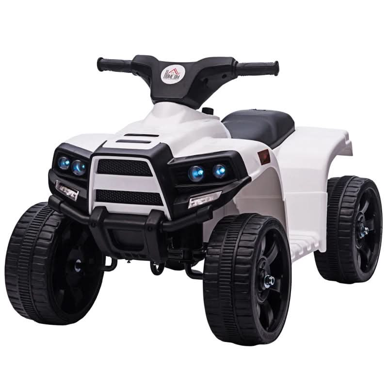 Maplin Plus 6V Kids Electric Ride On ATV Toy Quad Bike with Headlights for 18-36 Months White