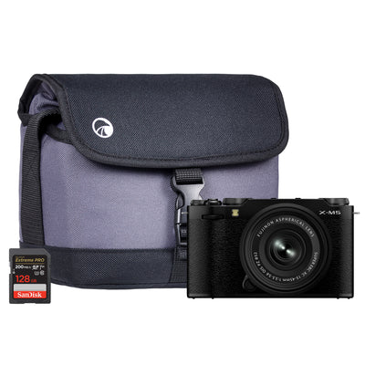 Fujifilm X-M5 Mirrorless Digital Camera - Black Camera + XC 15-45mm Lens + Sandisk 128GB SD Card + System Bag