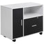 ProperAV Extra Mobile Office File Cabinet with Lockable Drawer & Shelf - Black & White