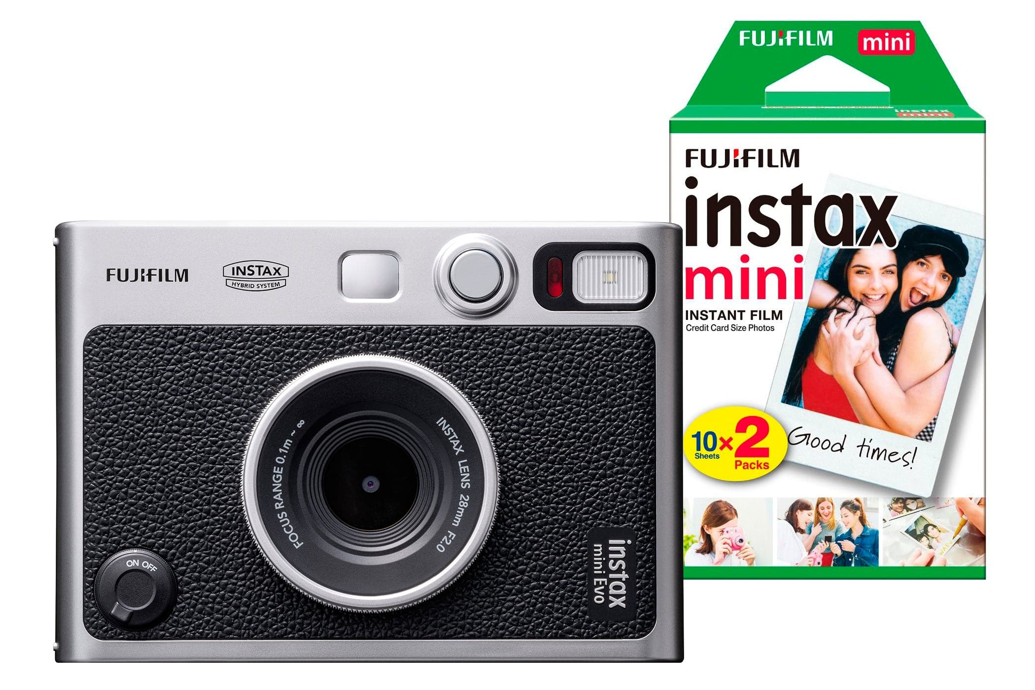 Fujifilm Instax Mini Evo Hybrid Instant Camera - Black Camera + 20 Shot Pack