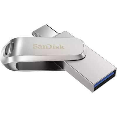 SanDisk 64GB Ultra Dual Drive Luxe USB-A / USB-C 3.2 Flash Drive - Steel