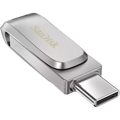 SanDisk 64GB Ultra Dual Drive Luxe USB-A / USB-C 3.2 Flash Drive - Steel