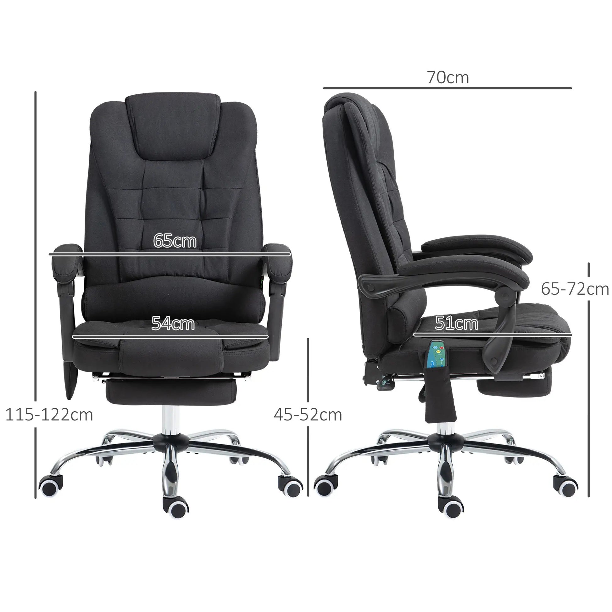 ProperAV Extra Heated Vibration Massage Executive Office Chair with Footrest - Black