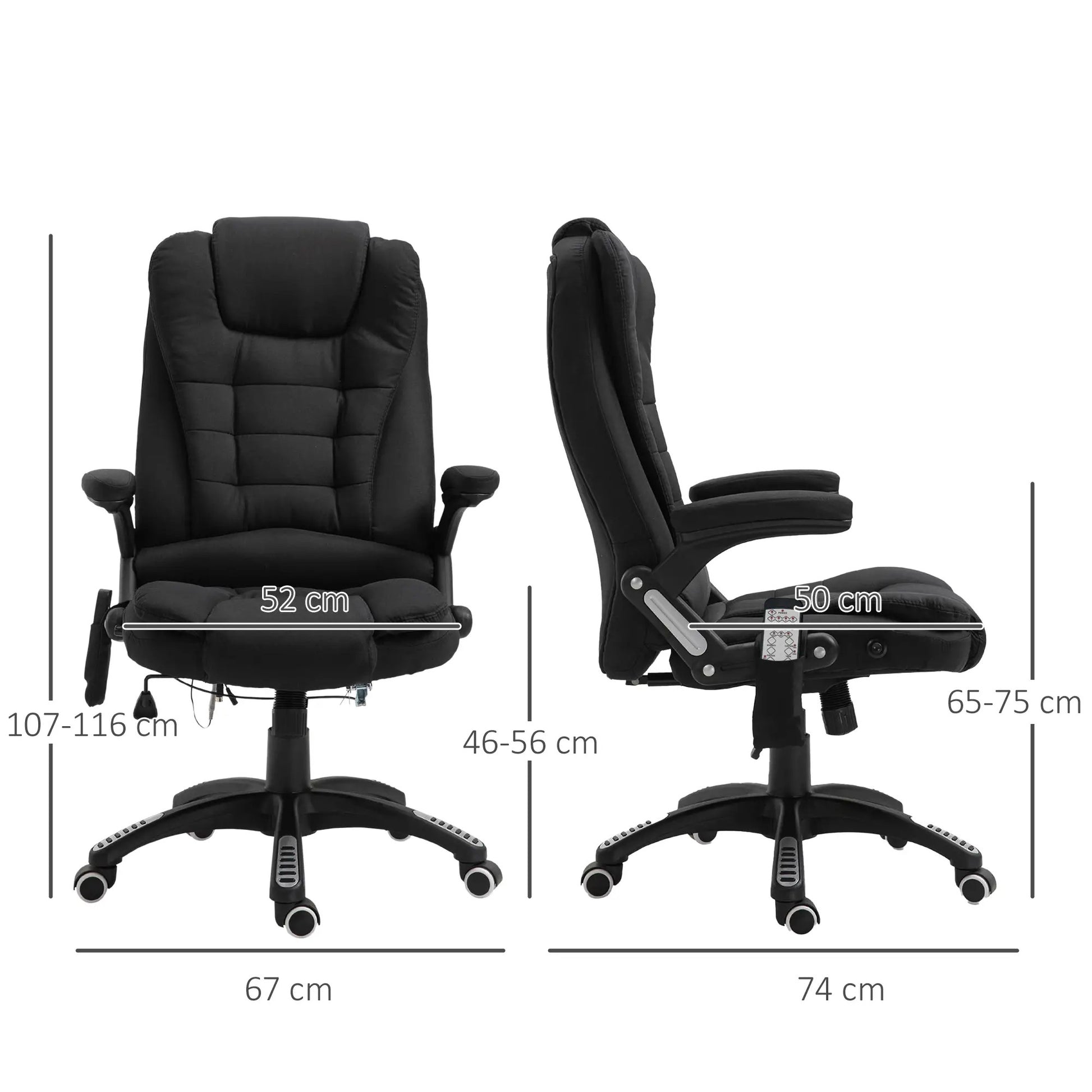 ProperAV Extra Reclining Executive Office Chair with Heated Massage Points - Black