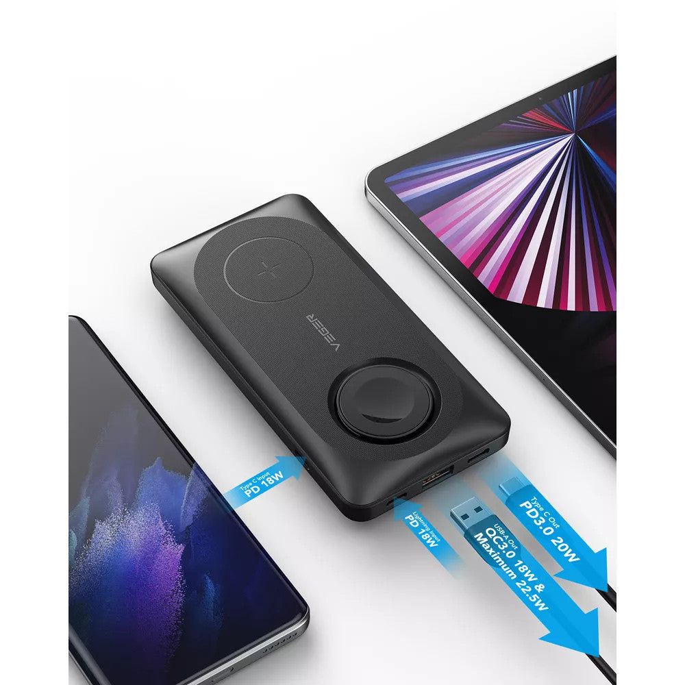 Veger MagMulti 10,000mAh 22.5W PD Wireless Charging Power Bank for Apple iPhone, Watch & AirPods