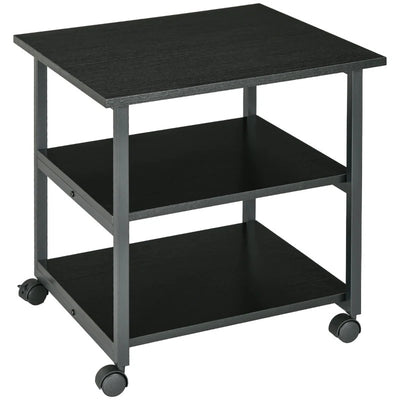 ProperAV Extra Three-Tier Steel Printer Stand with Wheels - Black