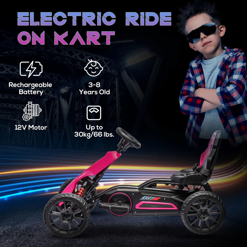 Maplin Plus 12V Electric Kids Ride-On Racing Go Kart for 3-8 Years Old