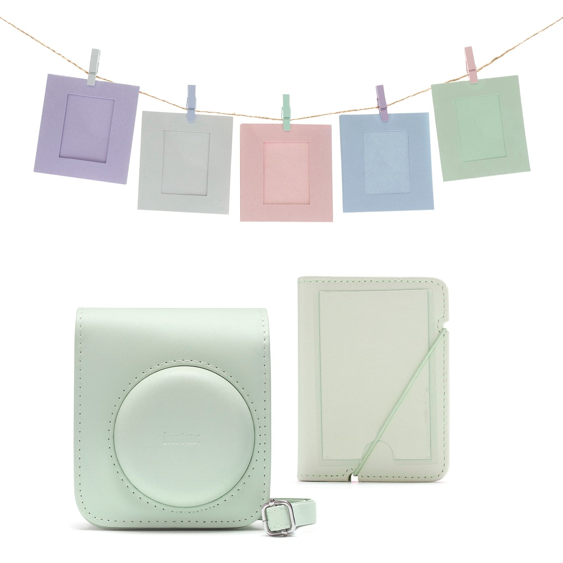 Fujifilm Instax Mini 12 Accessory Kit with Case, Photo Album, Hanging Cards & Pegs Green