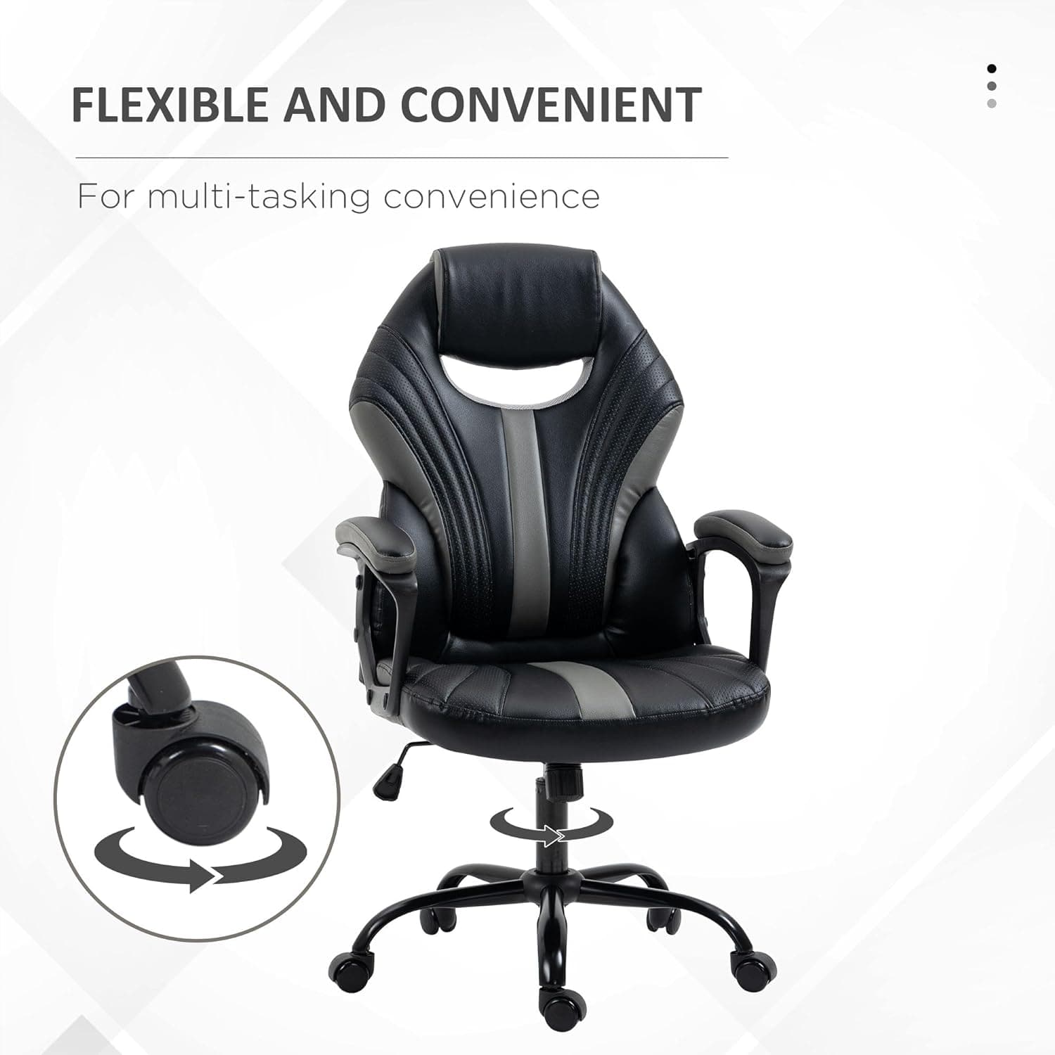 Maplin Plus Faux Leather Adjustable Swivel Gaming Chair - Black