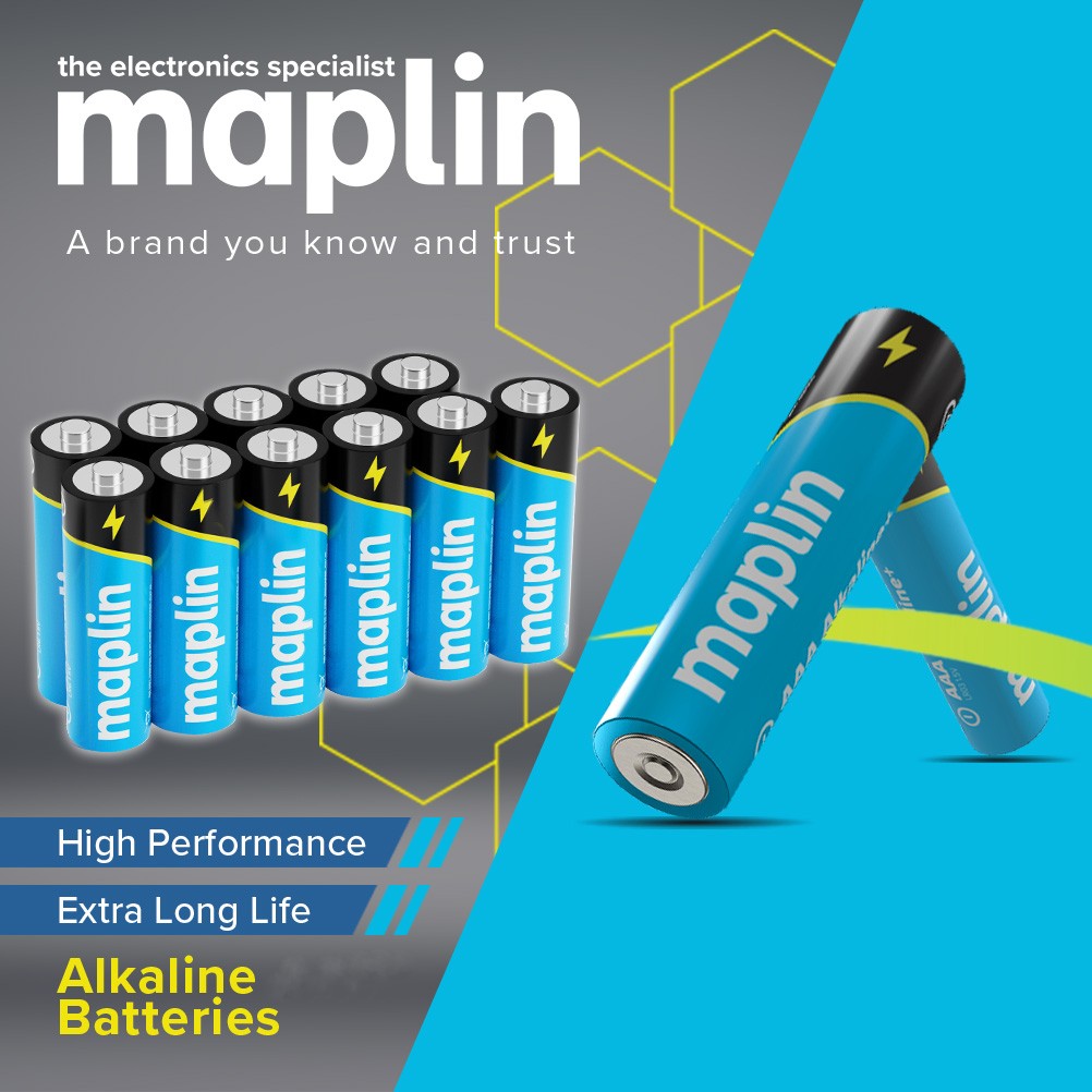 Maplin AAA LR03 1.5V Alkaline Batteries 7 Year Shelf Life High Performance