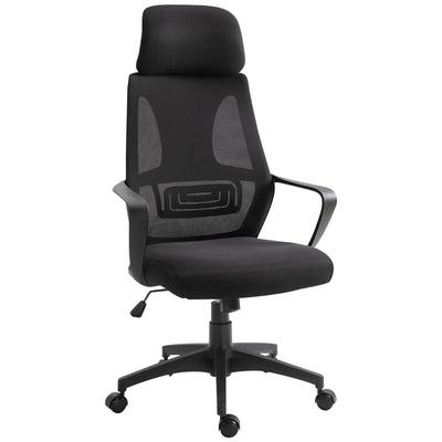 ProperAV Extra Mesh Ergonomic Adjustable Mesh Office Chair with Headrest & Lumbar Support Black