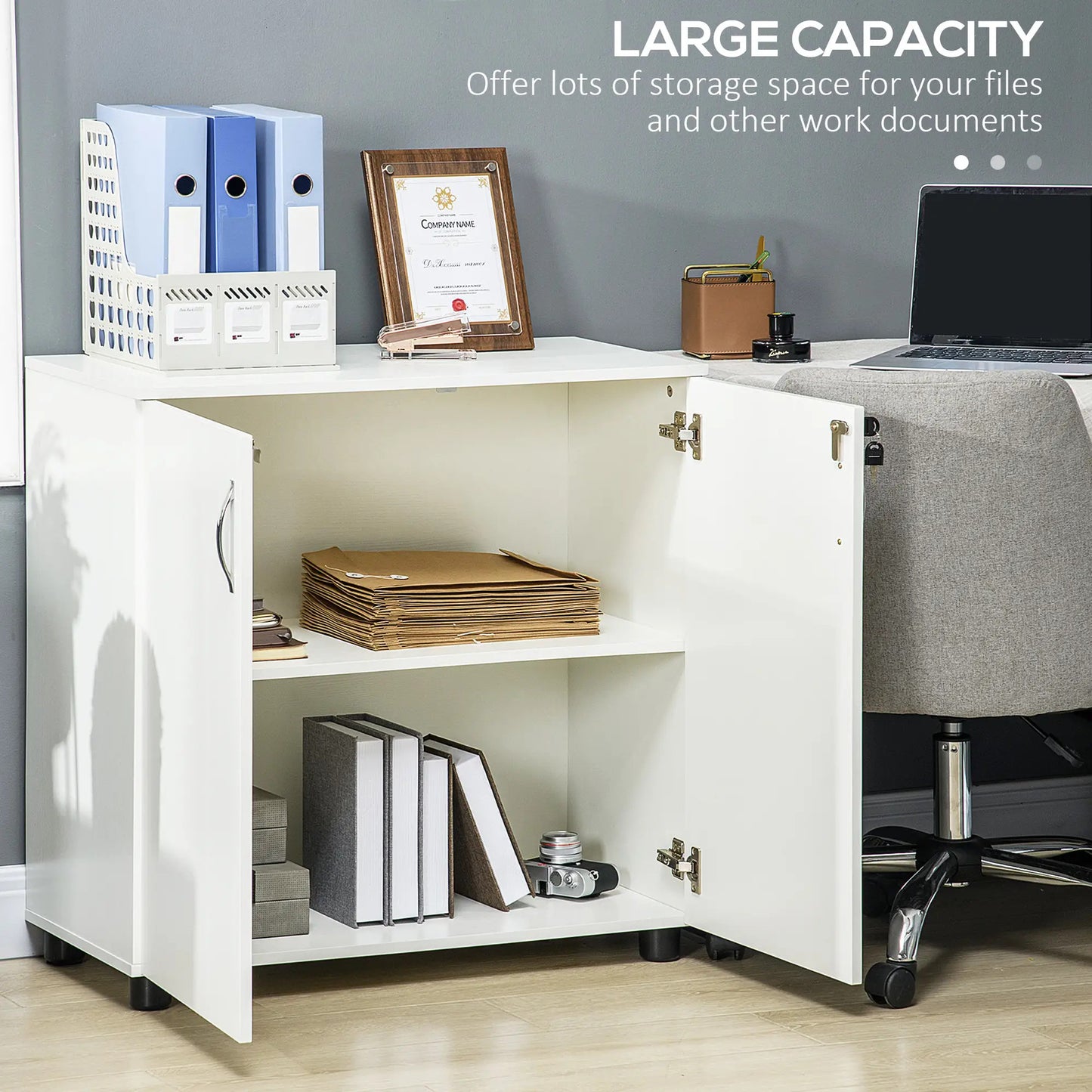 ProperAV Extra Lockable 2-Tier Storage Filing Cabinet