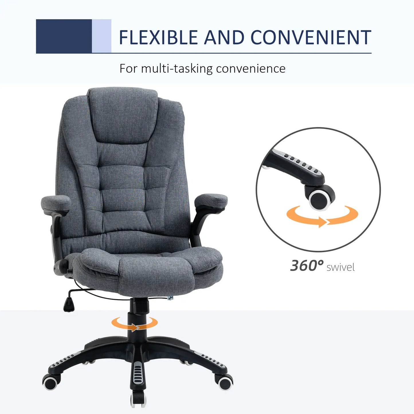 ProperAV Extra High Back Swivel Executive Office Chair - Dark Grey