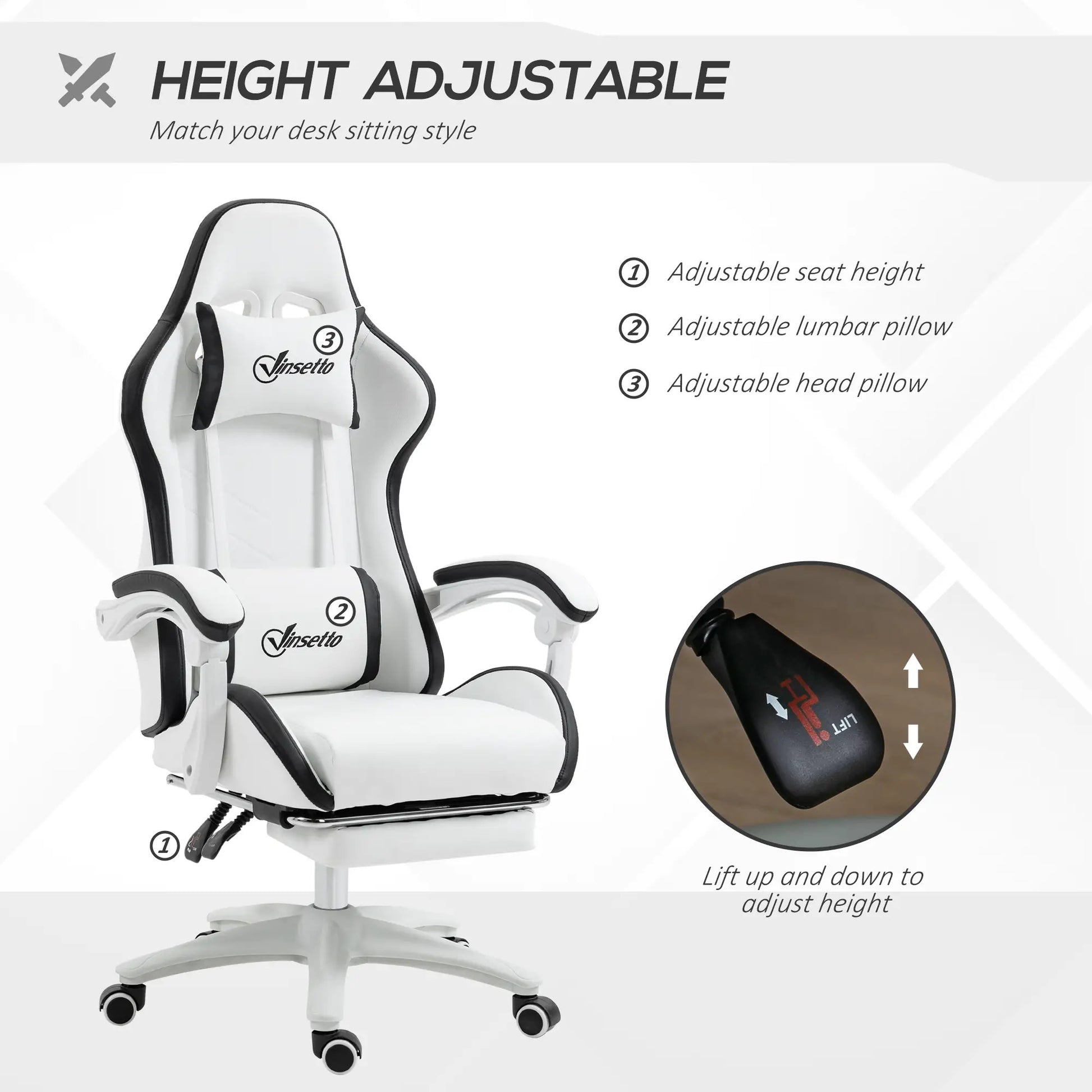 Maplin Plus Racing Style Gaming Chair with Reclining Function & Footrest