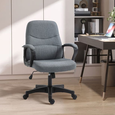 ProperAV Extra Fabric Adjustable Mid-Back Office Chair with Massage Lumbar Support - Grey