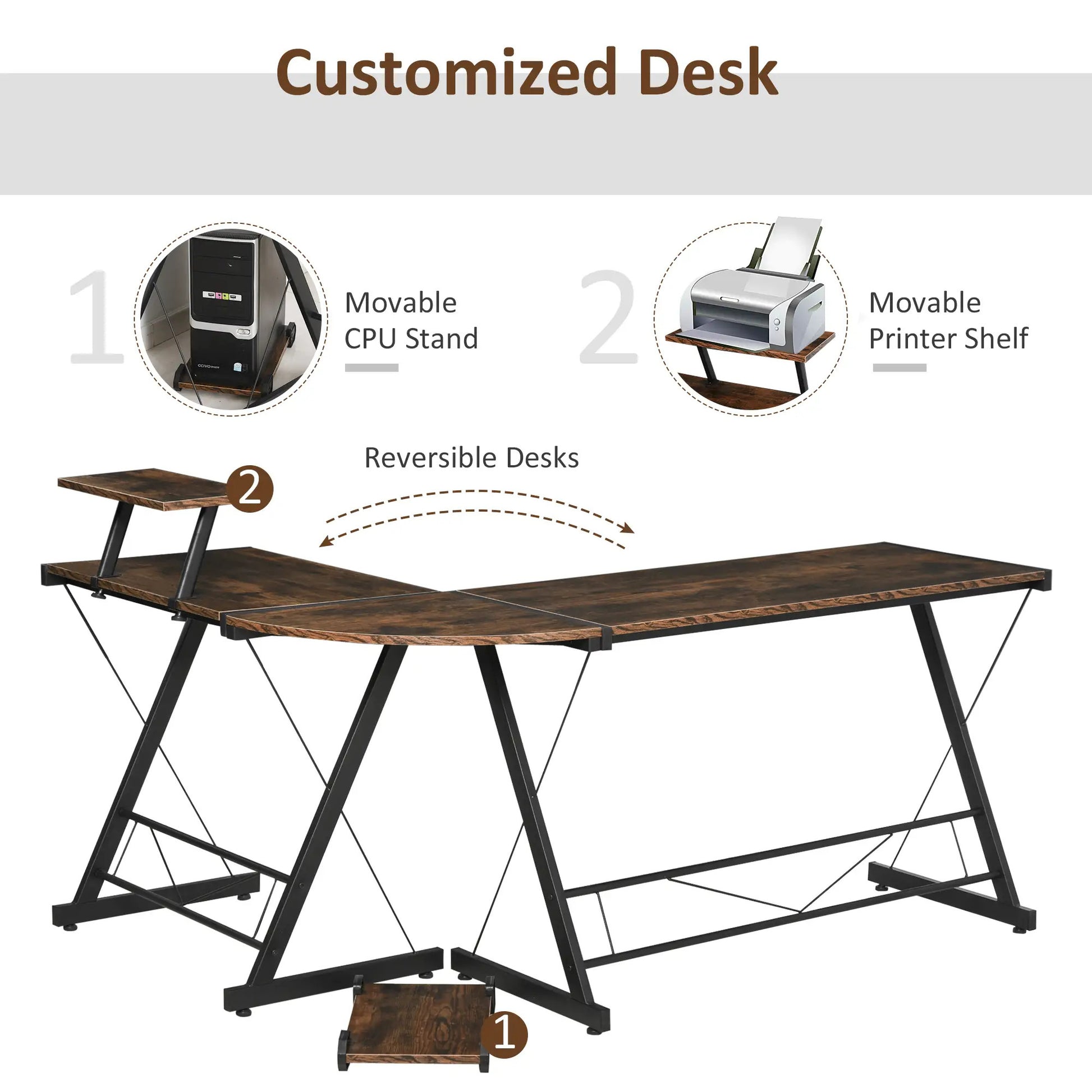 ProperAV Extra L-Shaped Computer Desk